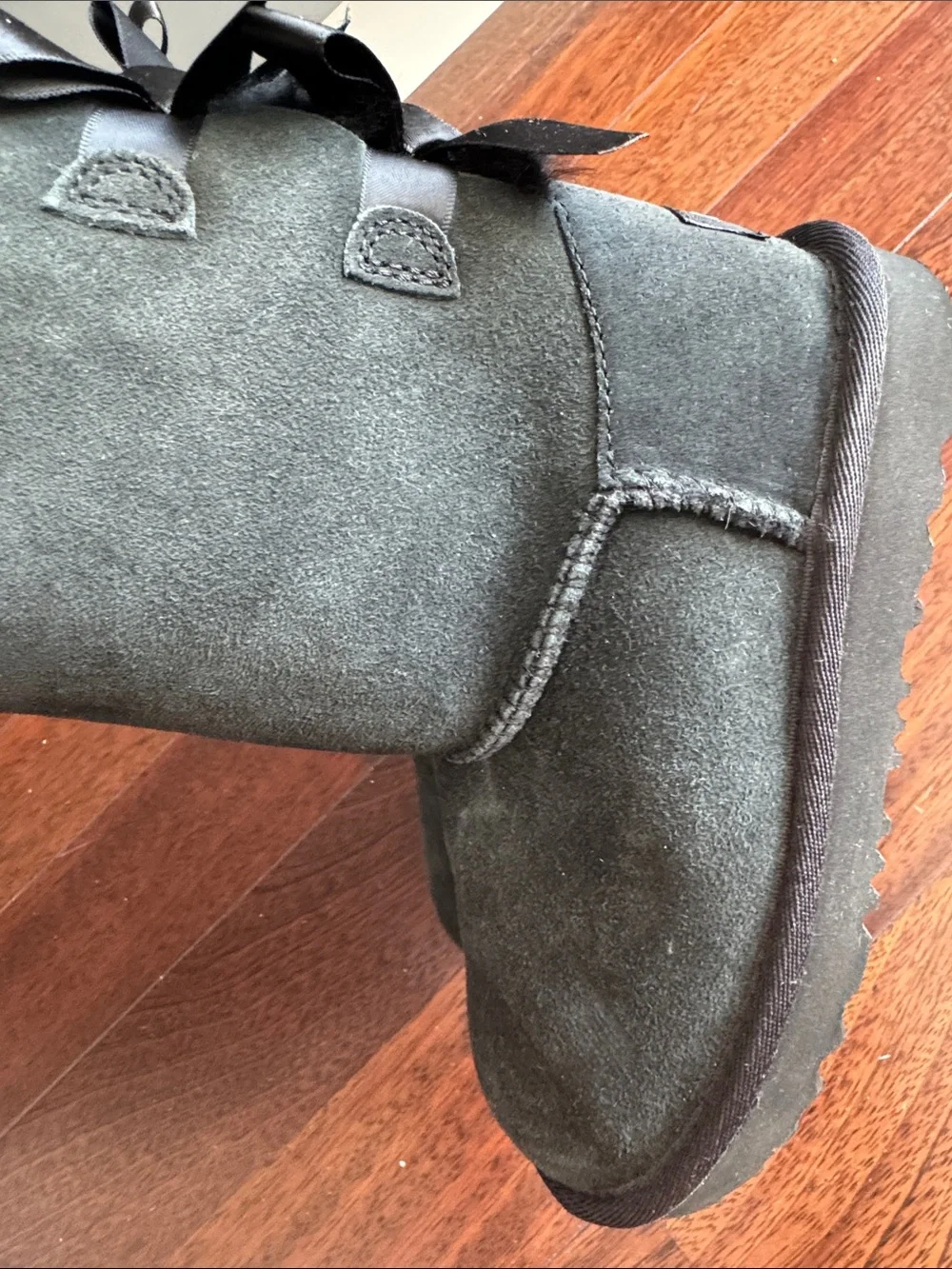 UGG Kids Black Suede Fleece-Lined Boots